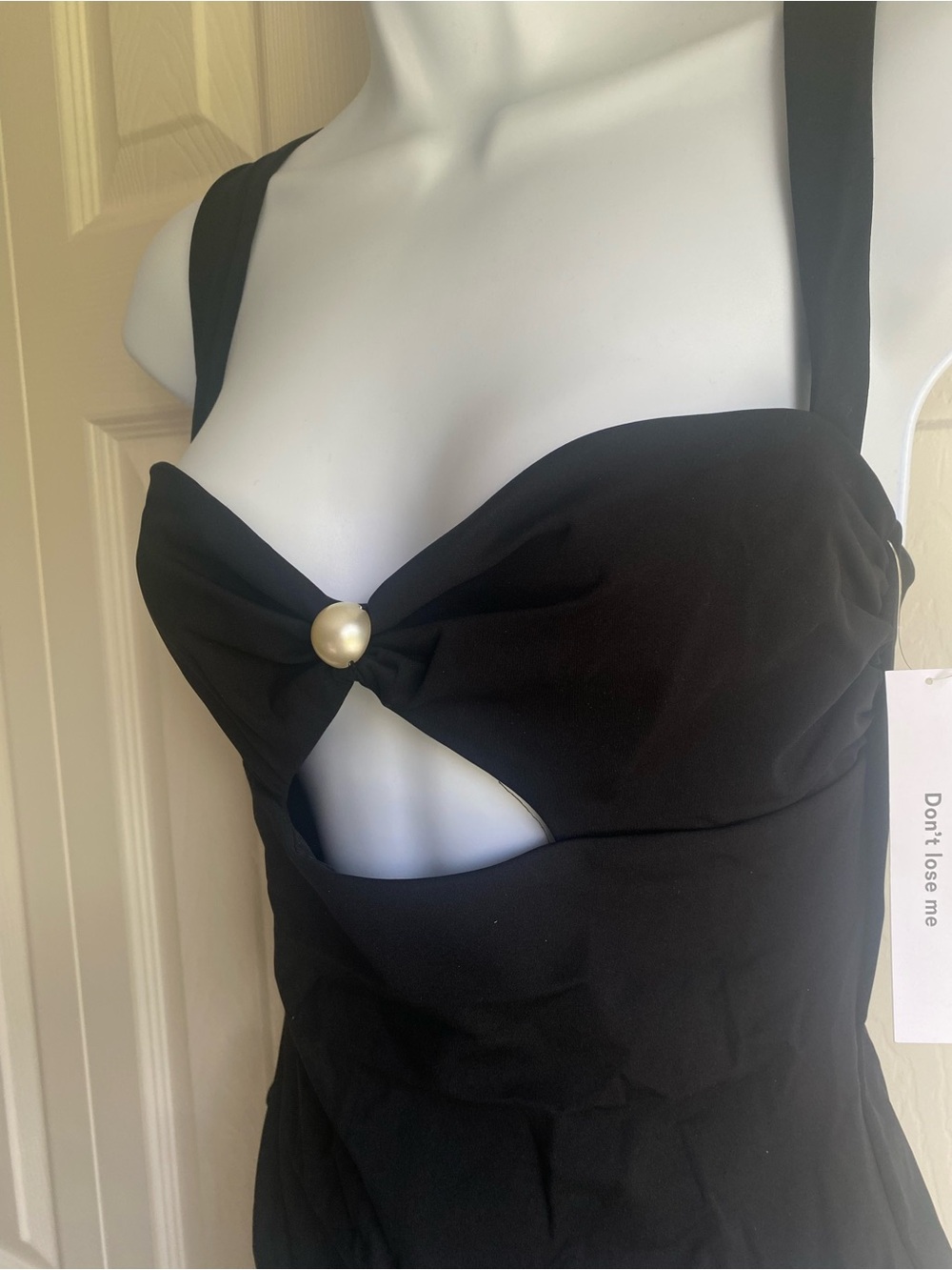 NWT Reformation Valera Black One-Piece Swimsuit with Pearl Accent - Picture 7 of 11
